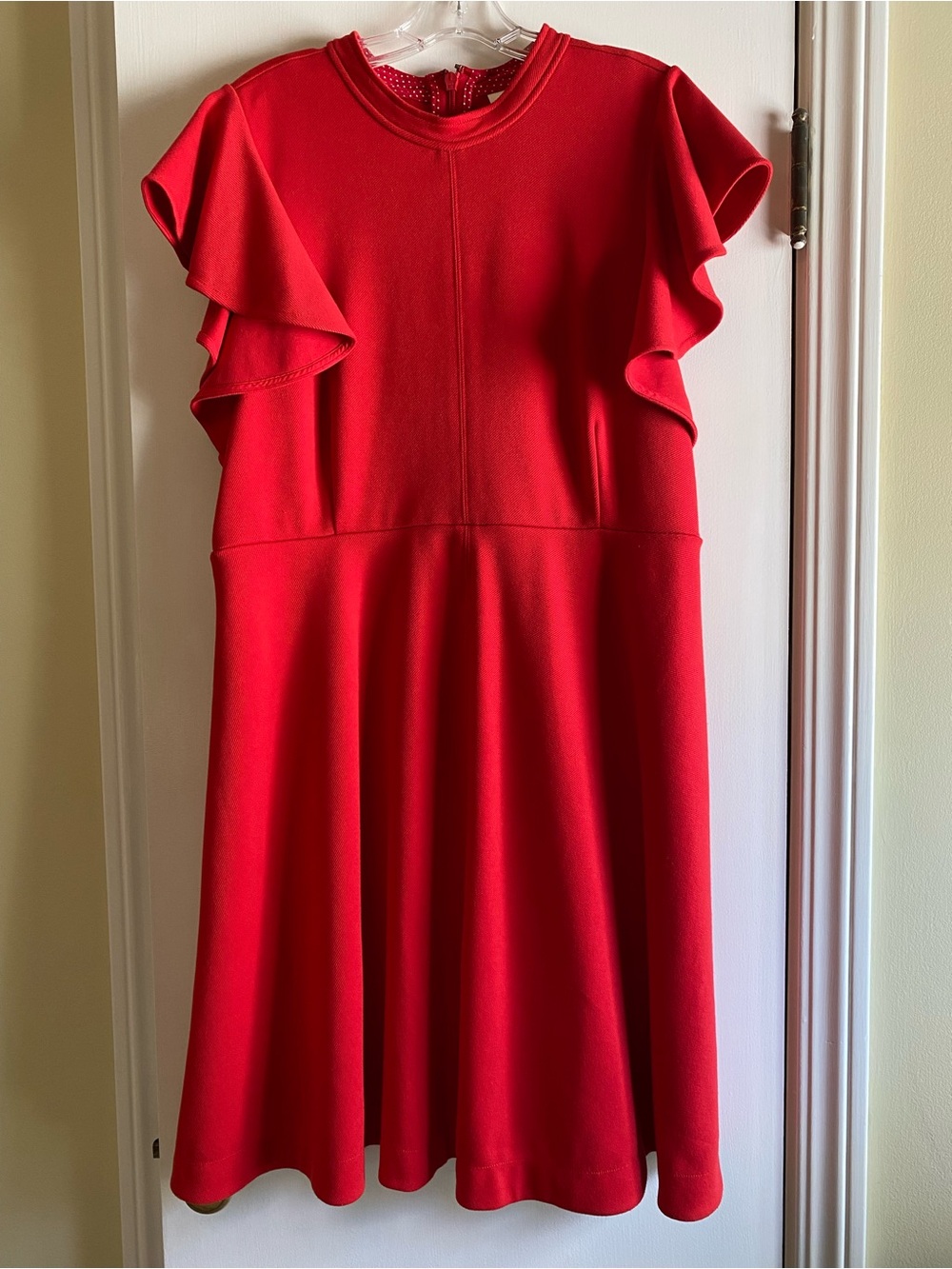 Maeve by Anthropologie Red Ruffle Sleeve A-Line Dress